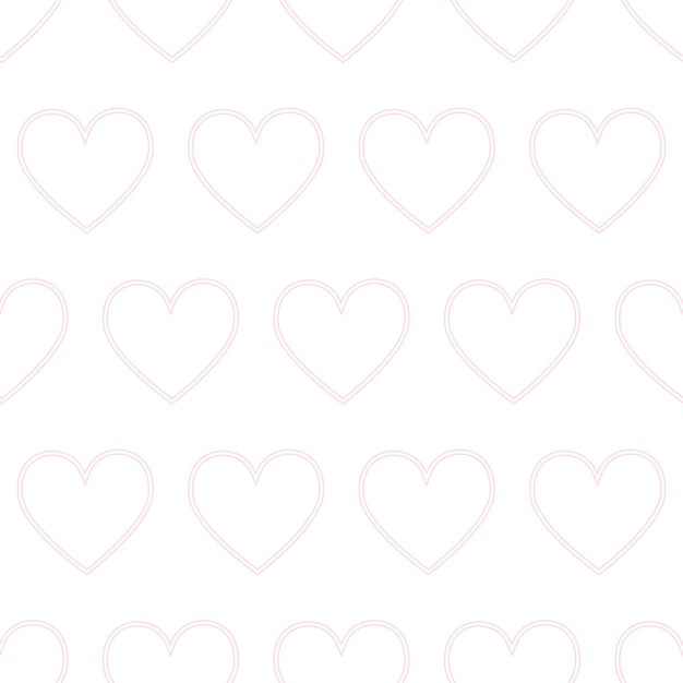 Romantic seamless pattern of pink linear hearts