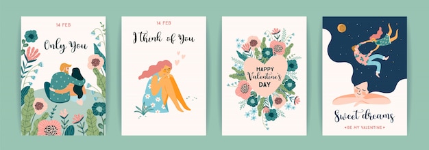 Vector romantic set of cute illustrations for valentines day and other users.