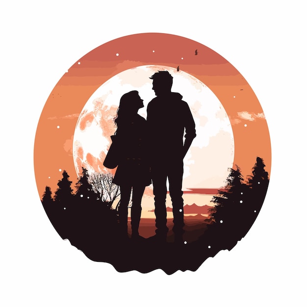 Vector romantic silhouette visuals