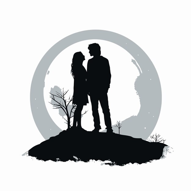 Vector romantic silhouette visuals