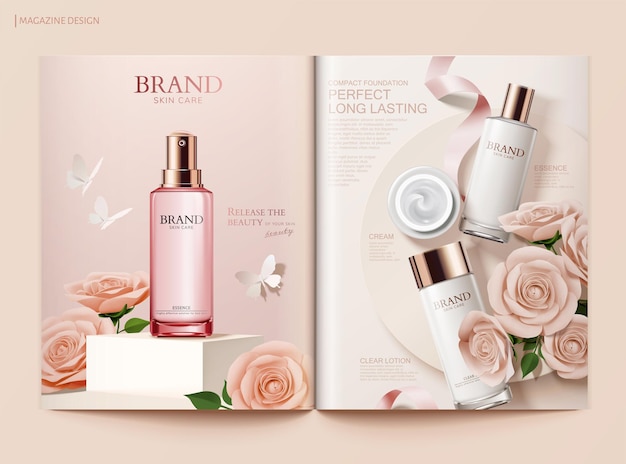 Romantic skincare magazine template