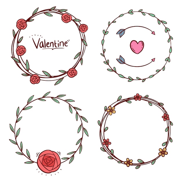 Vector romantic valentine floral frame for greeting card poster and banner