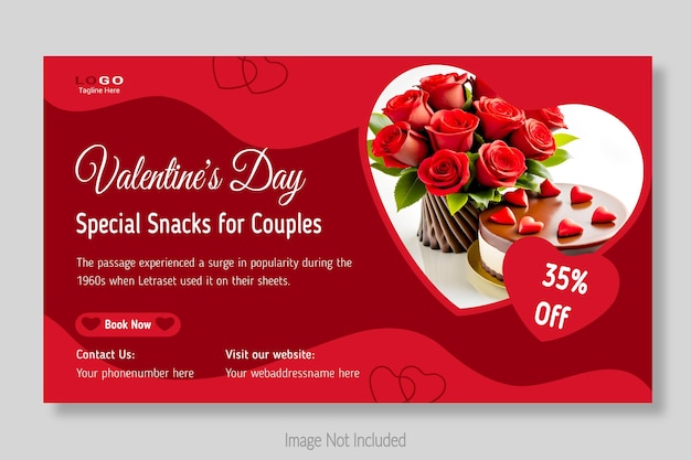 Romantic valentines day celebration restaurant fast food sell offers template