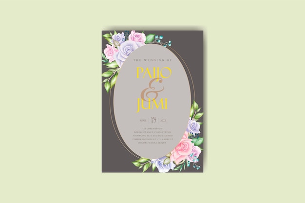 romantic watercolor wedding invitation and menu template