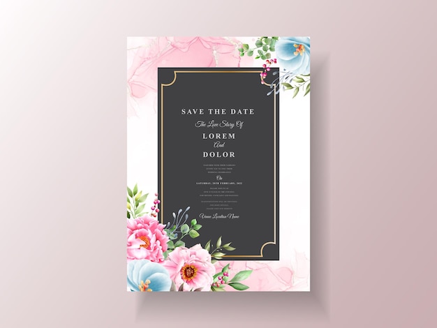 Romantic watercolor wedding invitation template