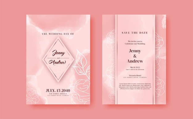 romantic watercolor wedding invitation template