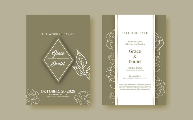 Vector romantic watercolor wedding invitation template