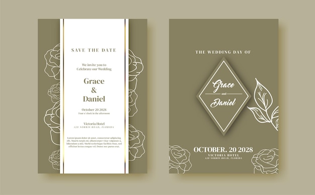 Vector romantic watercolor wedding invitation template