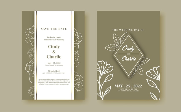 Vector romantic watercolor wedding invitation template