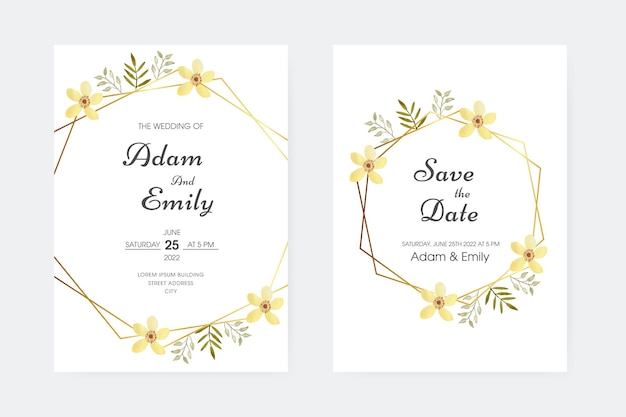 Vector romantic watercolor wedding invitation