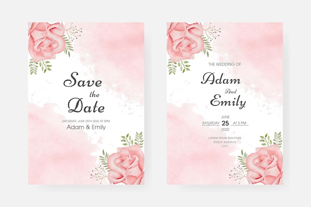 romantic watercolor wedding invitation