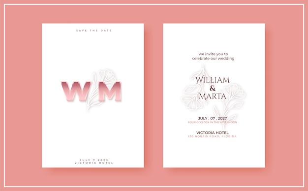 Vector romantic wedding invitation template