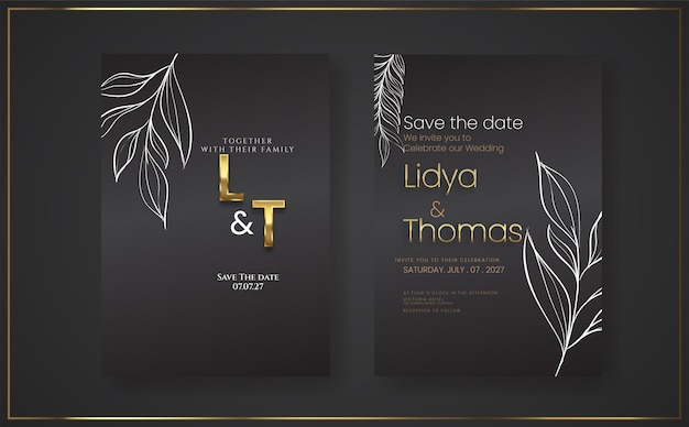 Vector romantic wedding invitation template