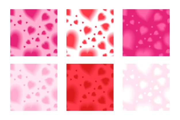 벡터 만적 인 yk 분홍색 심장 원활한 패턴 세트