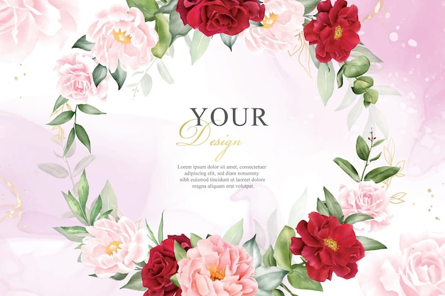 Romantisch aquarel arrangement bloem achtergrondontwerp met kastanjebruine bloemen en bladeren