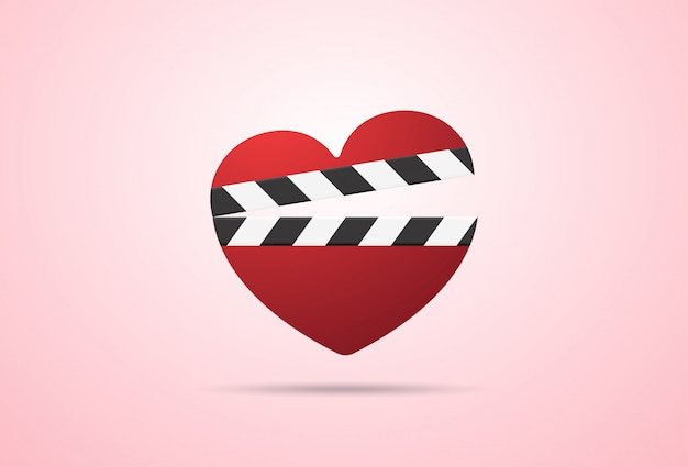 Romantisch filmpictogram met hartklep