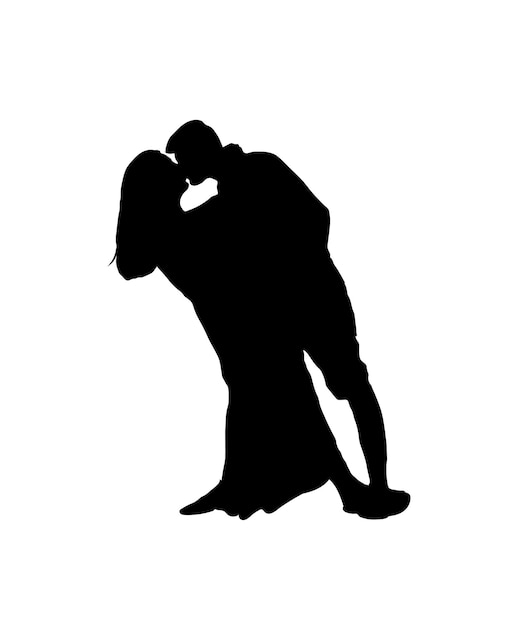 romantisch stel vector illustratie van een silhouet van een liefhebbend stel.