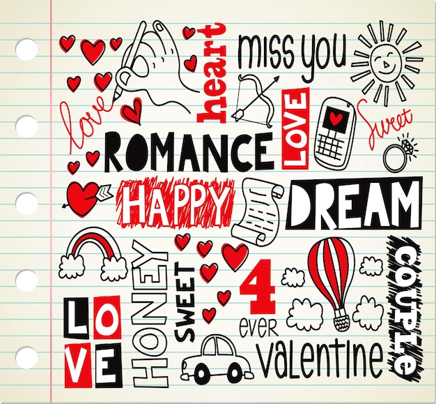 Romantisch thema doodle