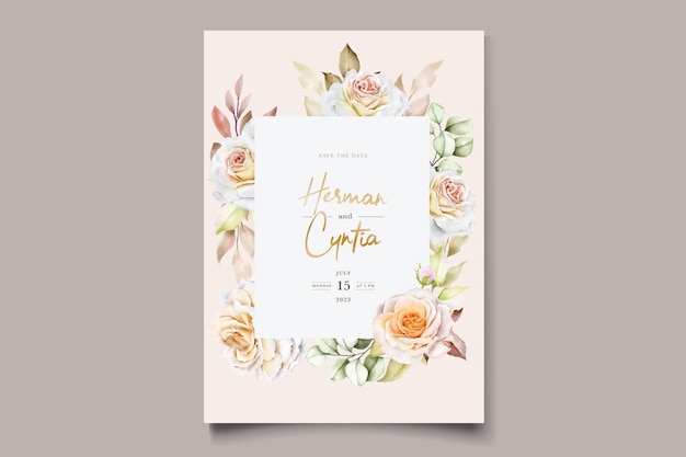 Romantische aquarel bruiloft uitnodiging sjabloon
