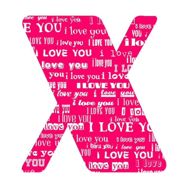 Romantische decoratieve vector roze letter gevuld met witte woorden ik hou van jou