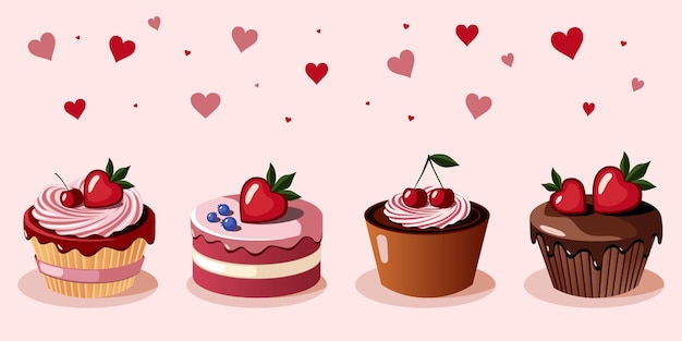 Romantische desserts voor Valentijnsdag Illustratie