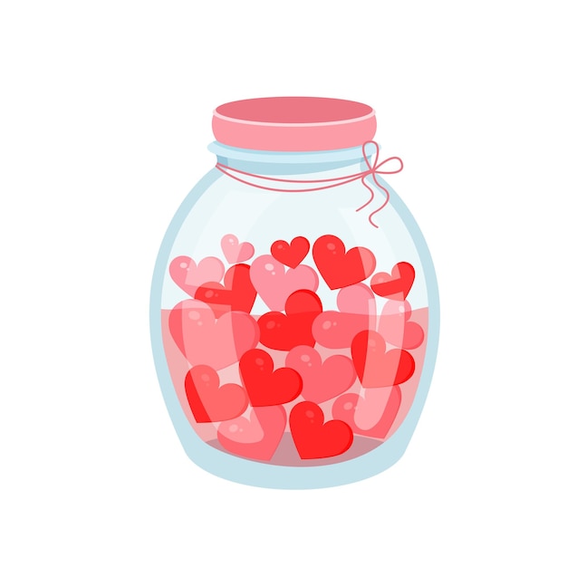 Romantische pot met harten Vectorillustratie van een pot voor Valentijnsdag Wenskaart