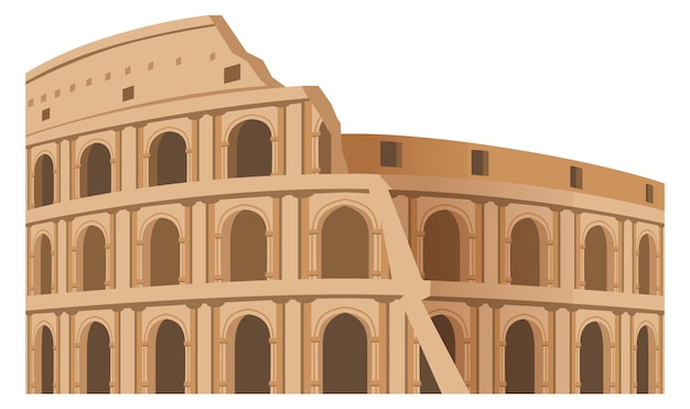 Vector rome ancient building famous historical landmark icon