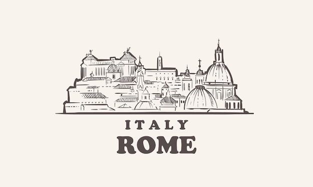 Vector rome cityscape sketch hand drawn ,italy