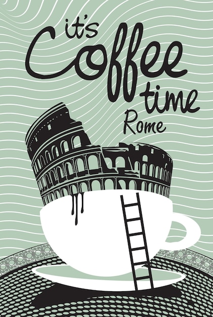 Rome Colosseum in a cup of coffee