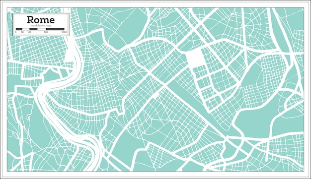 Mappa della città di roma in stile retrò