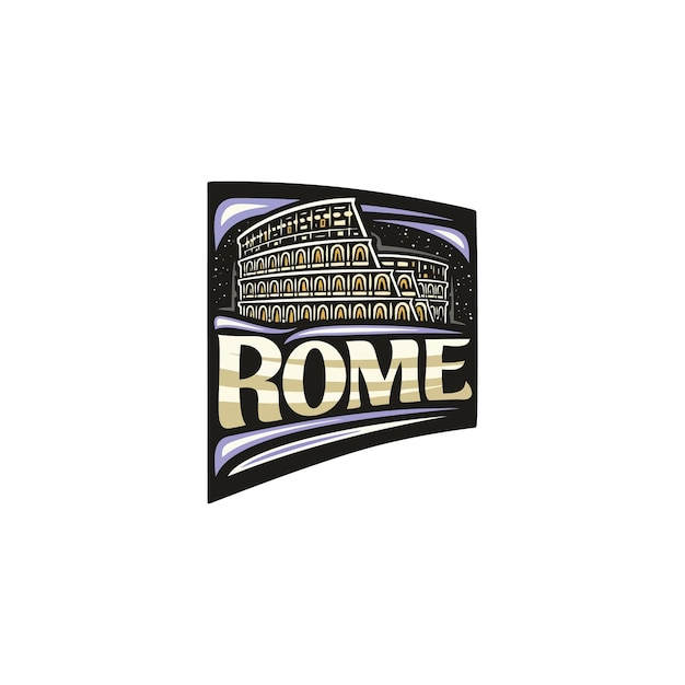 Rome Skyline Landmark Flag Sticker Emblem Badge Travel Souvenir Illustration