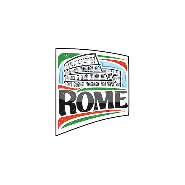 Rome Skyline Landmark Vlag Sticker Embleem Badge Reizen Souvenir Illustratie