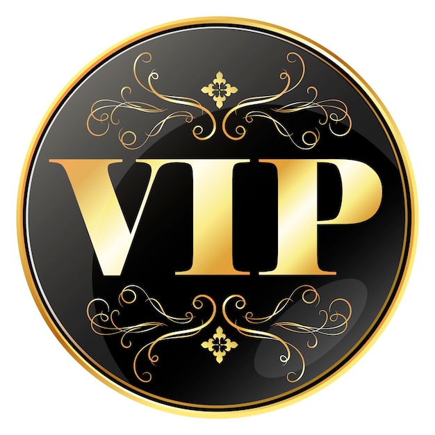 Rond badge vip-ontwerp met kroon en elegant patroon