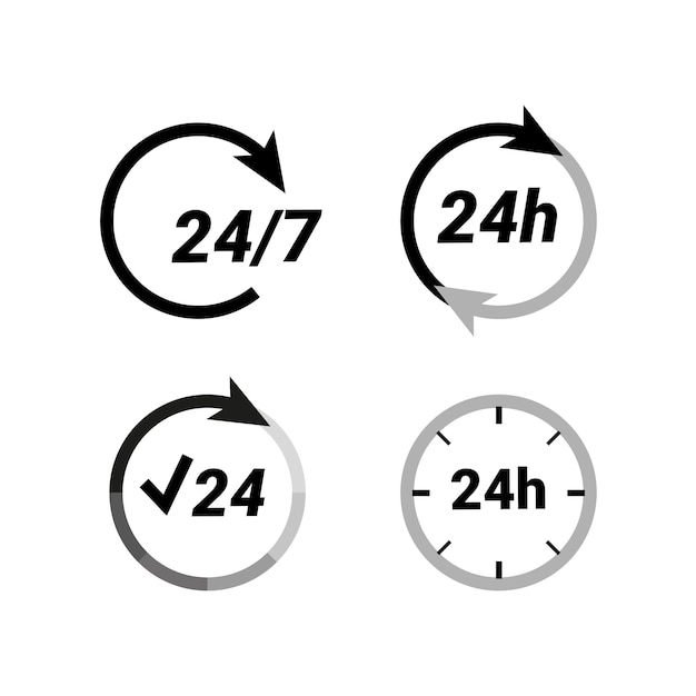 Rond de klok en dagelijks werkschema 24 uur service tijdlijn icoon