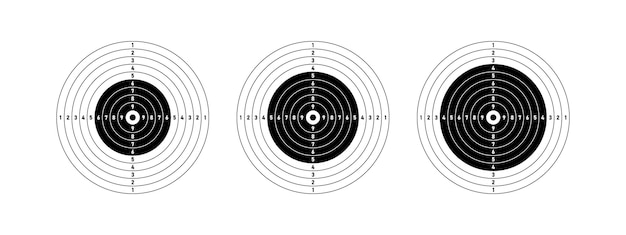 Rond doel instellen voor schietwedstrijd Sjabloondoel met nummers voor schietbaan of pistoolschieten Vector illustratie