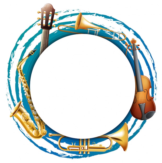 Rond frame met muziekinstrumenten