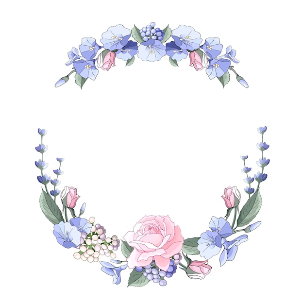 Rond frame met roze bloemen