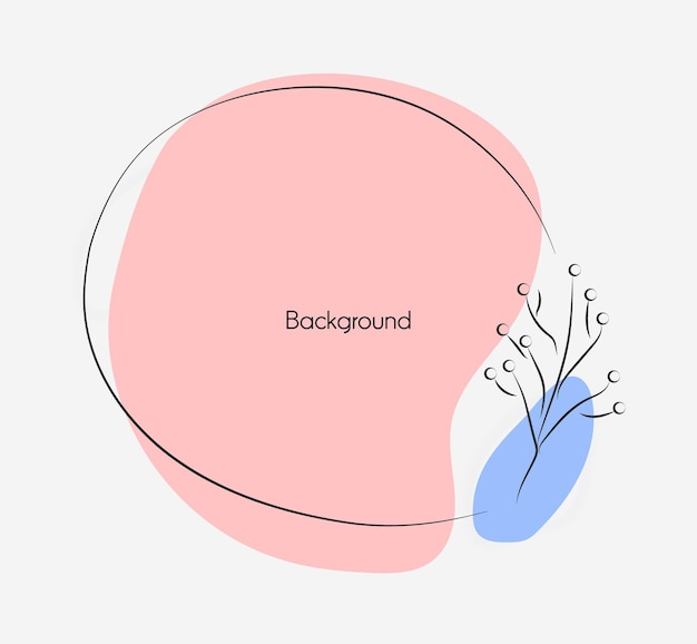 Rond frame met takje in één lijnstijl Achtergrond met bloemenframe