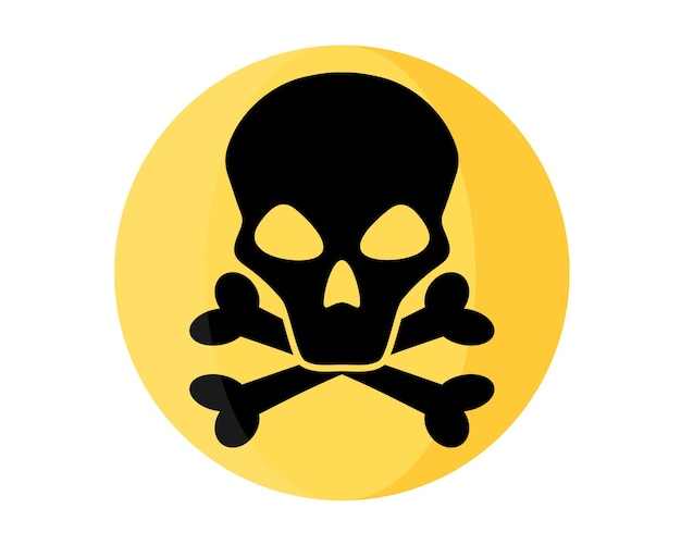Rond geel symbool van chemische vervuiling, gevaar en wapen.