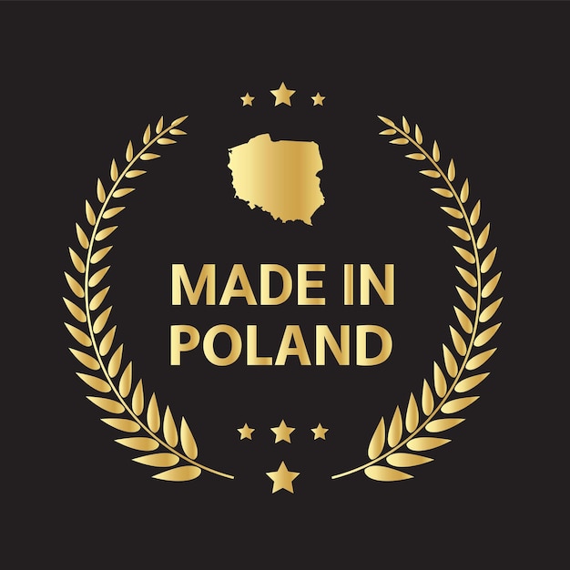 Rond label gemaakt in Polen Modern made in Poland-logo