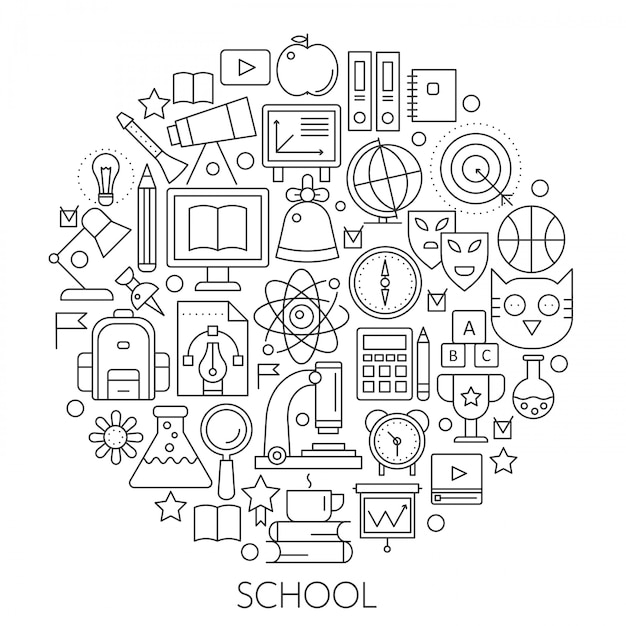 Rond lijnconcept voor terug naar school