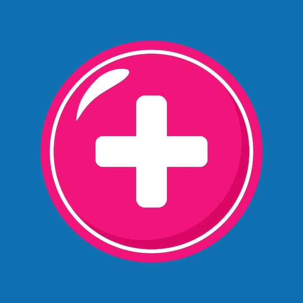 rond plus gezondheidszorgsymbool en vectorillustratie van een ziekenhuis, een gespecialiseerde kliniek of een apotheek