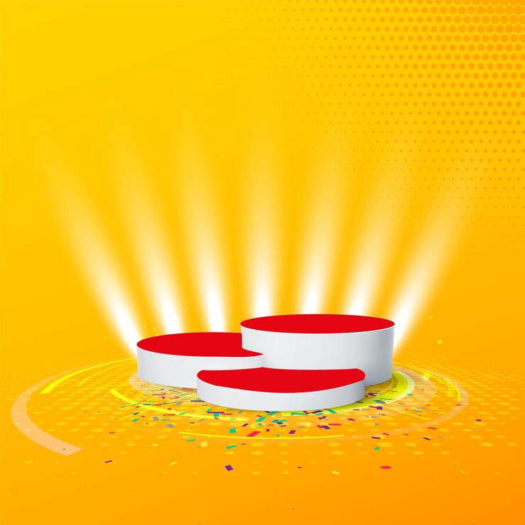 Rond podium met schijnwerperverlichting Vieringsontwerp met podiumpodium