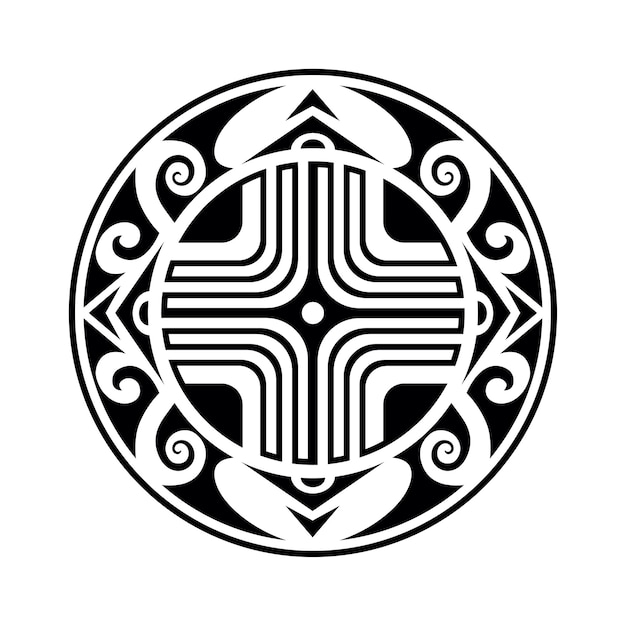 Rond tattoo geometrisch ornament met swastika maori-stijl