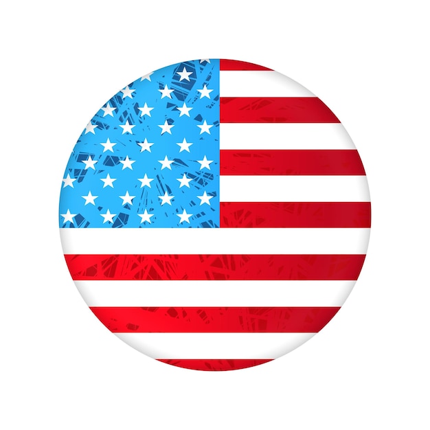 Ronde badge in reliëf met het silhouet van de vlag van Amerika