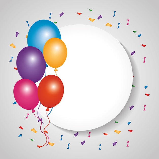 Ronde badge leeg met confetti van de de ballonsdecoratie van de bos