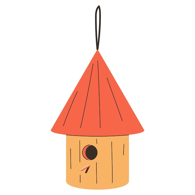 Ronde birdhouse cartoon vectorillustratie geïsoleerd op een witte achtergrond