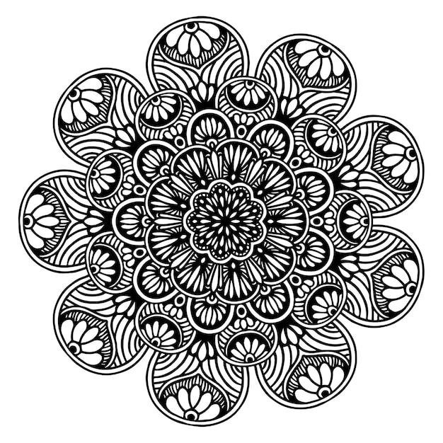 Ronde bloem mandala voor henna geïsoleerd op wit