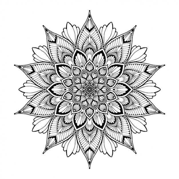 Vector ronde bloemenmandala, henna. vintage decoratieve elementen.