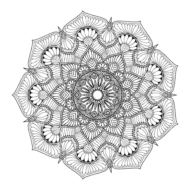 Vector ronde bloemenmandala voor tatoeage, henna. vintage decoratieve elementen. oosterse patronen. indisch ontwerp, patroon en stempel.